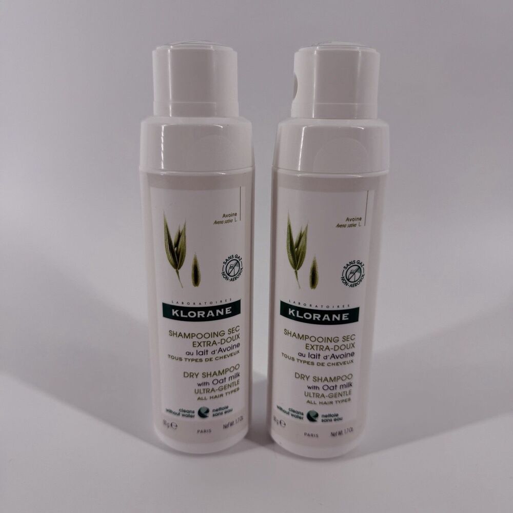 NEW Klorane Ultra Gentle Dry Shampoo With Oat Milk (Pack of 2) 1.7 Oz Each